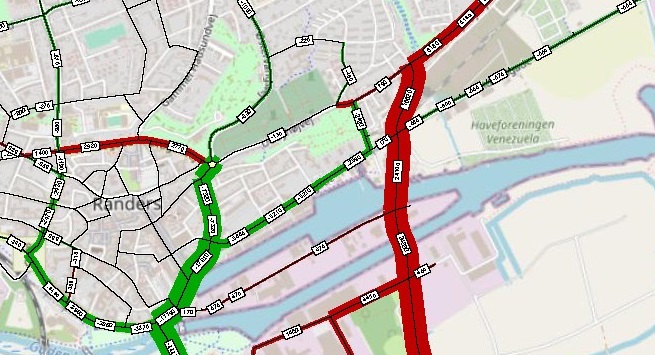 Kort som viser trafiktal i 2030 med Klimabroen